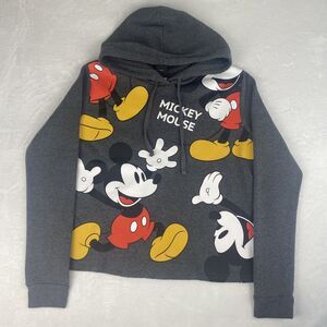 Disney Mickey Mouse Graphic Sweater Womens Large Gray Hoodie Sweatshirt Pullover